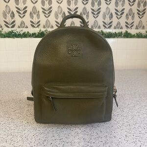Tory Burch Green Backpack with Dome Shape and Leather Finish